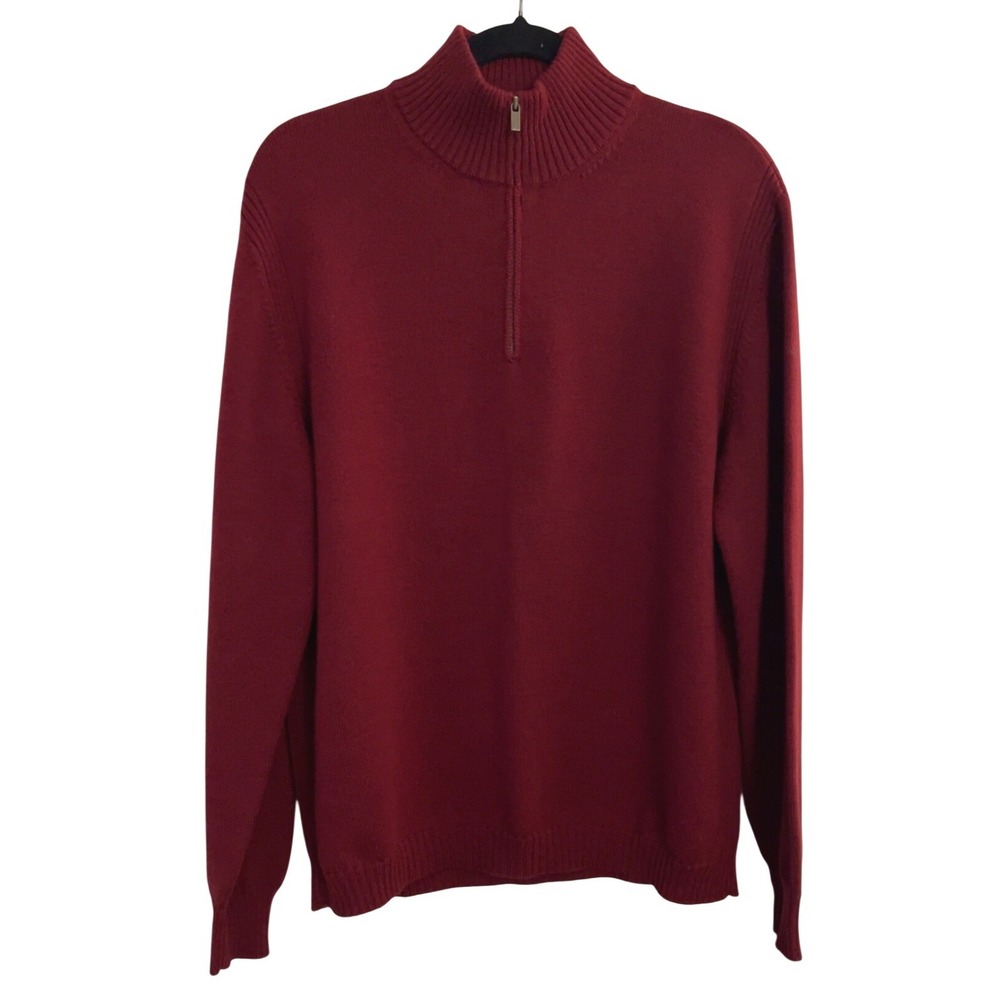 Men's Faconnable 100% Merino Wool 1/4 zip pullover sweater |  SZ: L